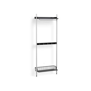 Hay Pier System 1041 1 Column 82x209 cm - PS Black Steel/Clear Anodised Profiles/Anthracite Wire Shelf