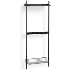 HAY Pier System 1041 1 Column 82x209 cm - PS Black Steel/Black Anodised Profiles/Chromed Wire Shelf