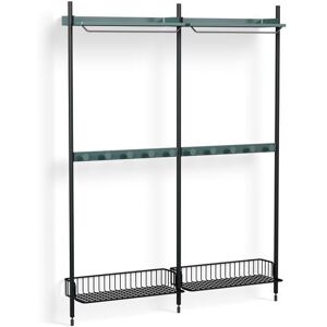 HAY Pier System 1042 2 Columns 162x209 cm - PS Blue Steel/Black Anodised Profiles/Anthracite Wire Shelf