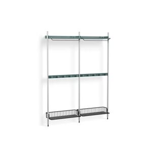 HAY Pier System 1042 2 Columns 162x209 cm - PS Blue Steel/Clear Anodised Profiles/Anthracite Wire Shelf