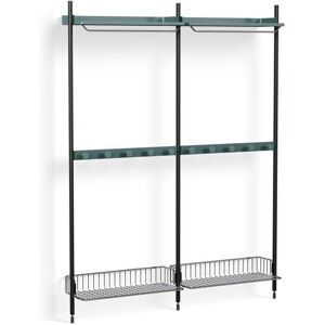 HAY Pier System 1042 2 Columns 162x209 cm - PS Blue Steel/Black Anodised Profiles/Chromed Wire Shelf