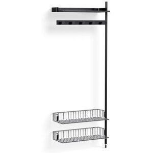 Hay Pier System 1050 Add-On 80x209 cm - PS Black Steel/Black Anodised Profiles/Chromed Wire Shelf