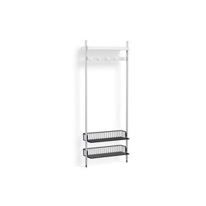 Hay Pier System 1051 1 Column 82x209 cm - PS White Steel/Clear Anodised Profiles/Anthracite Wire Shelf