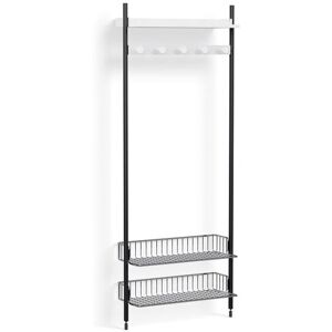 HAY Pier System 1051 1 Column 82x209 cm - PS White Steel/Black Anodised Profiles/Chromed Wire Shelf