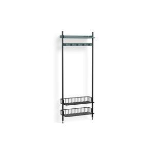 HAY Pier System 1051 1 Column 82x209 cm - PS Blue Steel/Black Anodised Profiles/Anthracite Wire Shelf