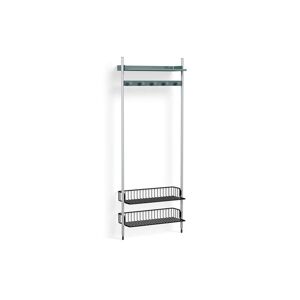 Hay Pier System 1051 1 Column 82x209 cm - PS Blue Steel/Clear Anodised Profiles/Anthracite Wire Shelf