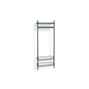 HAY Pier System 1051 1 Column 82x209 cm - PS Blue Steel/Black Anodised Profiles/Chromed Wire Shelf