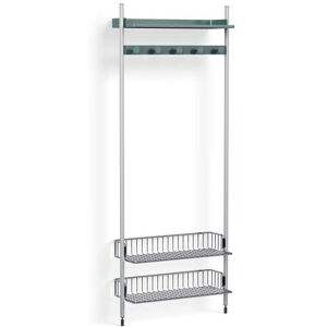 HAY Pier System 1051 1 Column 82x209 cm - PS Blue Steel/Clear Anodised Profiles/Chromed Wire Shelf