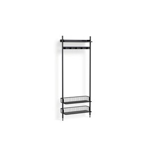 HAY Pier System 1051 1 Column 82x209 cm - PS Black Steel/Black Anodised Profiles/Anthracite Wire Shelf