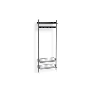 HAY Pier System 1051 1 Column 82x209 cm - PS Black Steel/Black Anodised Profiles/Chromed Wire Shelf