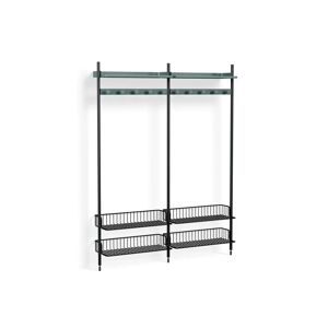HAY Pier System 1052 2 Columns 162x209 cm - PS Blue Steel/Black Anodised Profiles/Anthracite Wire Shelf