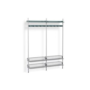 HAY Pier System 1052 2 Columns 162x209 cm - PS Blue Steel/Clear Anodised Profiles/Chromed Wire Shelf