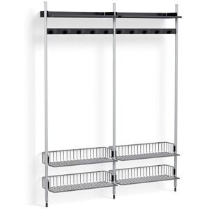 HAY Pier System 1052 2 Columns 162x209 cm - PS Black Steel/Clear Anodised Profiles/Chromed Wire Shelf