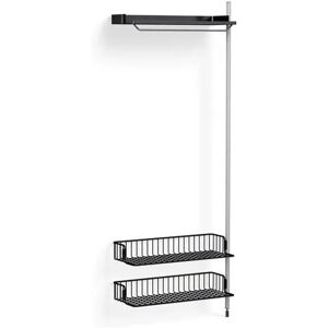 Hay Pier System 1010 Add-On 80x209 cm - PS Black Steel/Clear Anodised Profiles/Anthracite Wire Shelf