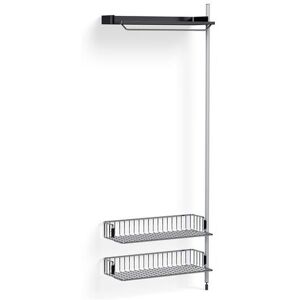 Hay Pier System 1010 Add-On 80x209 cm - PS Black Steel/Clear Anodised Profiles/Chromed Wire Shelf