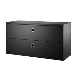 String Furniture Cabinet With Two Drawers 78x42x30 cm - Black Stained Ash