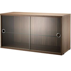 String Furniture Display Cabinet With Sliding Glass Doors B: 78 cm - Walnut