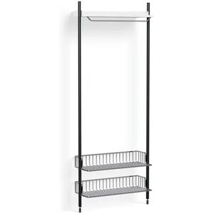 HAY Pier System 1011 1 Column 82x209 cm - PS White Steel/Black Anodised Profiles/Chromed Wire Shelf