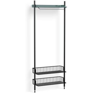 HAY Pier System 1011 1 Column 82x209 cm - PS Blue Steel/Black Anodised Profiles/Anthracite Wire Shelf