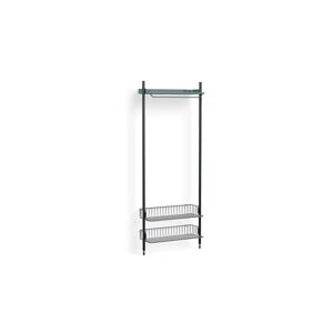 HAY Pier System 1011 1 Column 82x209 cm - PS Blue Steel/Black Anodised Profiles/Chromed Wire Shelf