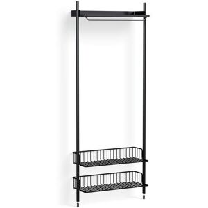 HAY Pier System 1011 1 Column 82x209 cm - PS Black Steel/Black Anodised Profiles/Anthracite Wire Shelf