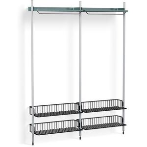 HAY Pier System 1012 2 Columns 162x209 cm - PS Blue Steel/Clear Anodised Profiles/Anthracite Wire Shelf