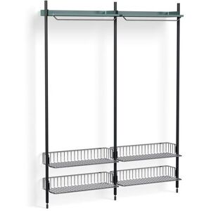 HAY Pier System 1012 2 Columns 162x209 cm - PS Blue Steel/Black Anodised Profiles/Chromed Wire Shelf