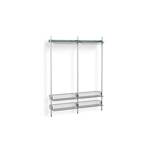 HAY Pier System 1012 2 Columns 162x209 cm - PS Blue Steel/Clear Anodised Profiles/Chromed Wire Shelf