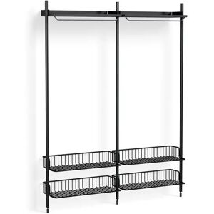 HAY Pier System 1012 2 Columns 162x209 cm - PS Black Steel/Black Anodised Profiles/Anthracite Wire Shelf