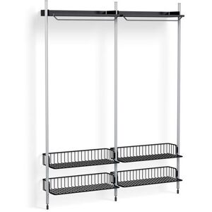 HAY Pier System 1012 2 Columns 162x209 cm - PS Black Steel/Clear Anodised Profiles/Anthracite Wire Shelf