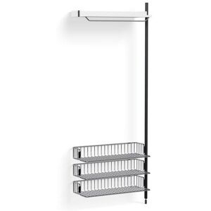 Hay Pier System 1020 Add-On 80x209 cm - PS White Steel/Black Anodised Profiles/Chromed Wire Shelf