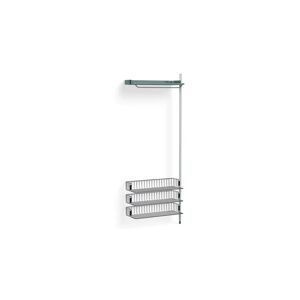 HAY Pier System 1020 Add-On 80x209 cm - PS Blue Steel/Clear Anodised Profiles/Chromed Wire Shelf