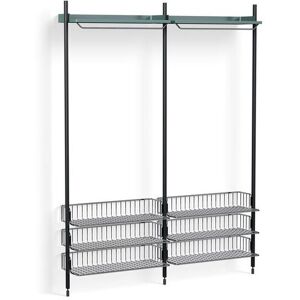 Hay Pier System 1022 2 Columns 162x209 cm - PS Blue Steel/Black Anodised Profiles/Chromed Wire Shelf