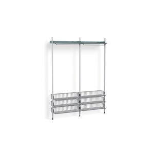 HAY Pier System 1022 2 Columns 162x209 cm - PS Blue Steel/Clear Anodised Profiles/Chromed Wire Shelf