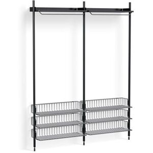 HAY Pier System 1022 2 Columns 162x209 cm - PS Black Steel/Black Anodised Profiles/Chromed Wire Shelf