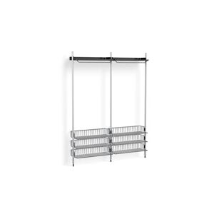 HAY Pier System 1022 2 Columns 162x209 cm - PS Black Steel/Clear Anodised Profiles/Chromed Wire Shelf