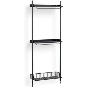 HAY Pier System 1031 1 Column 82x209 cm - PS Black Steel/Black Anodised Profiles/Anthracite Wire Shelf