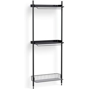 HAY Pier System 1031 1 Column 82x209 cm - PS Black Steel/Black Anodised Profiles/Chromed Wire Shelf