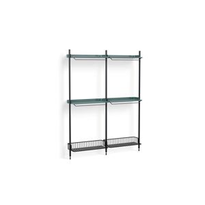 HAY Pier System 1032 2 Columns 162x209 cm - PS Blue Steel/Black Anodised Profiles/Anthracite Wire Shelf