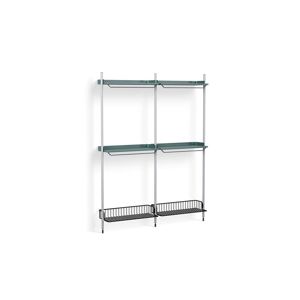 HAY Pier System 1032 2 Columns 162x209 cm - PS Blue Steel/Clear Anodised Profiles/Anthracite Wire Shelf