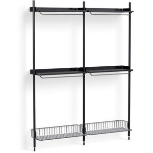 Hay Pier System 1032 2 Columns 162x209 cm - PS Black Steel/Black Anodised Profiles/Chromed Wire Shelf