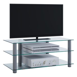 Zumbo TV-Møbel med 3 glashylder, sølvfarvet, klarglas.