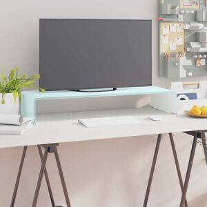 vidaXL TV-stander/monitorstand hvidt glas 80x30x13 cm