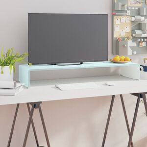 vidaXL TV-stander/monitorstand hvidt glas 90x30x13 cm