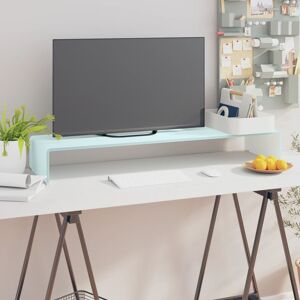 vidaXL TV-stander/monitorstand hvidt glas 100x30x13 cm