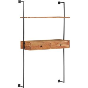 vidaXL vægmonteret skrivebord massivt akacietræ 90 x 40 x 170 cm