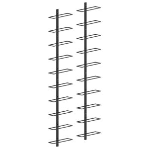 vidaXL væghængte vinreoler 2 stk. til 20 vinflasker metal sort