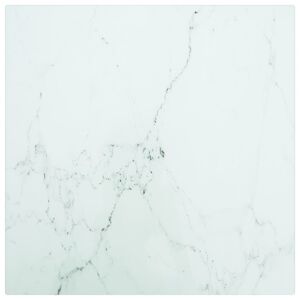 vidaXL bordplade 30x30 cm 6 mm hærdet glas med marmortekstur hvid