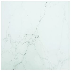 vidaXL bordplade 40x40 cm 6 mm hærdet glas med marmortekstur hvid