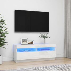 vidaXL tv-skab med LED-lys 100x35x40 cm hvid højglans